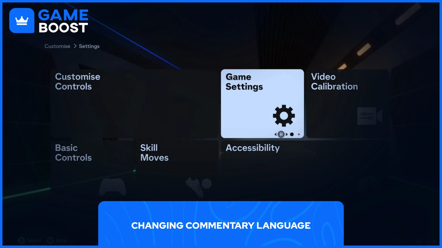 a picture of fc 25 in-game settings