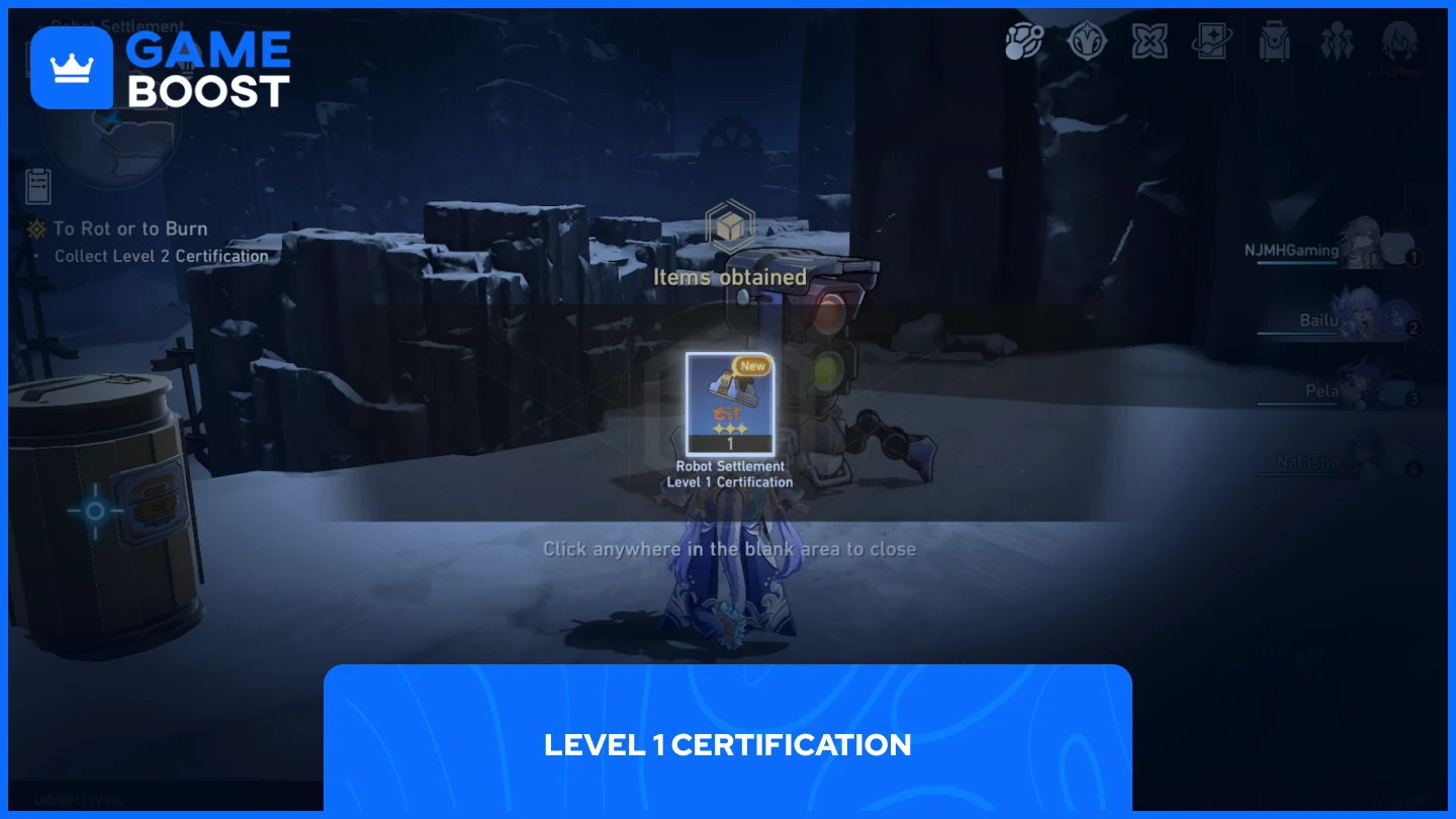 een afbeelding van het Level 1 certificaat item in HSR