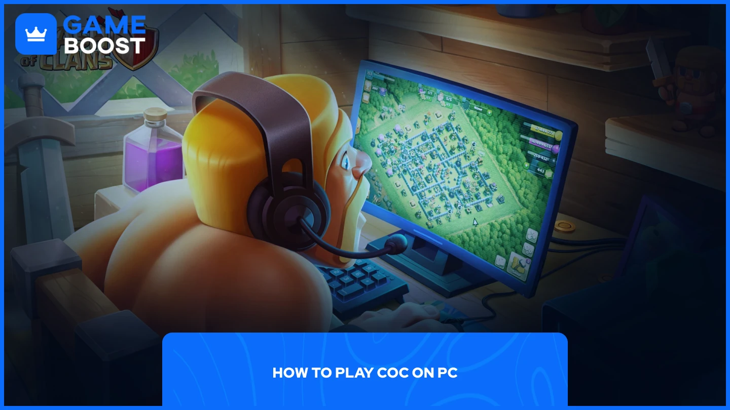 a picture of a clash of clans character using a pc