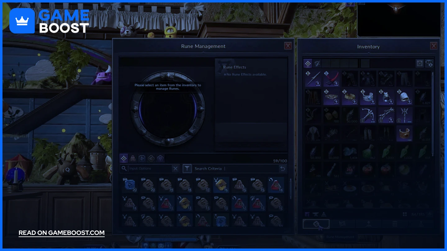 rune managment menu
