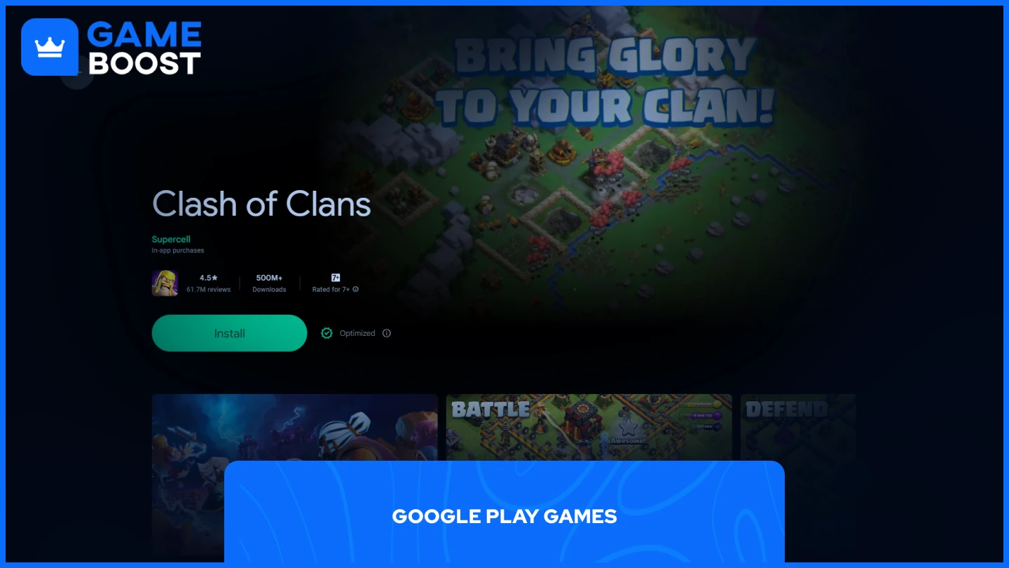 google play games clash of clans page