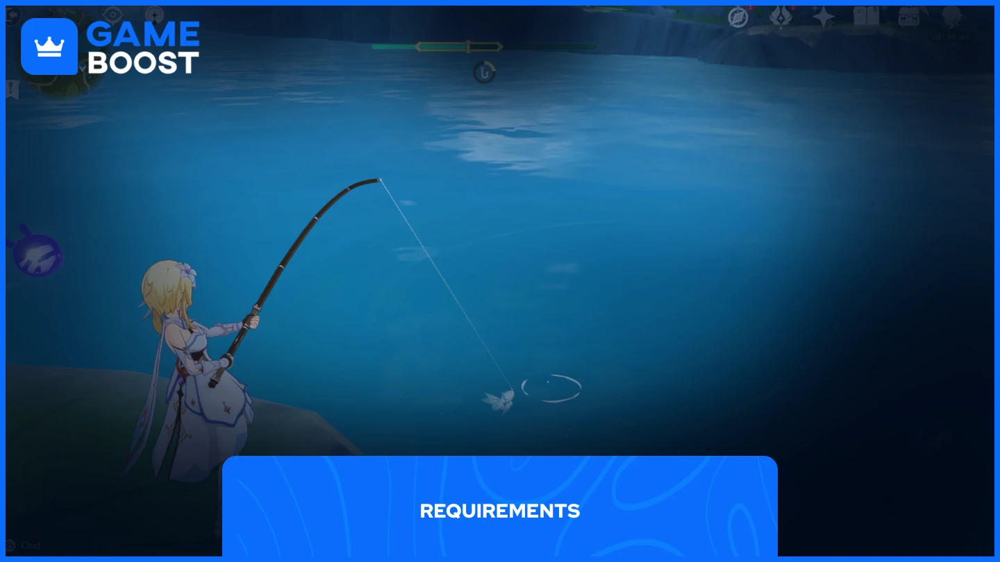 una imagen de un personaje pescando en genshin impact