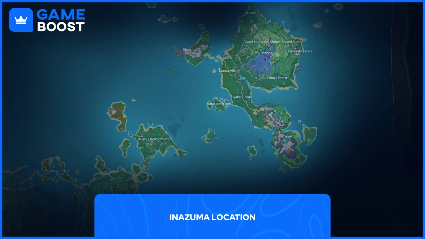 una imagen de la región de Inazuma en Genshin Impact
