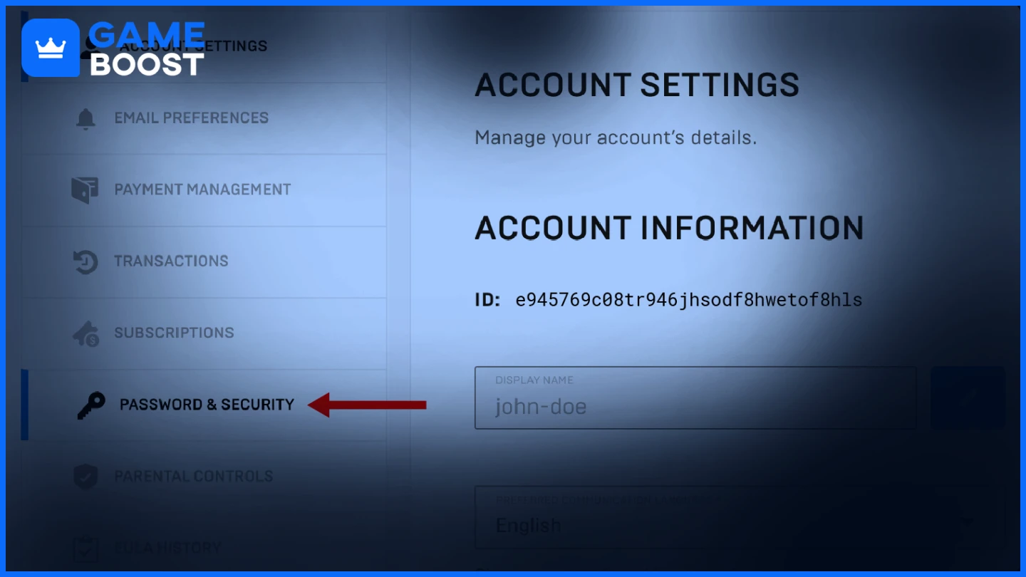 epic game password and security