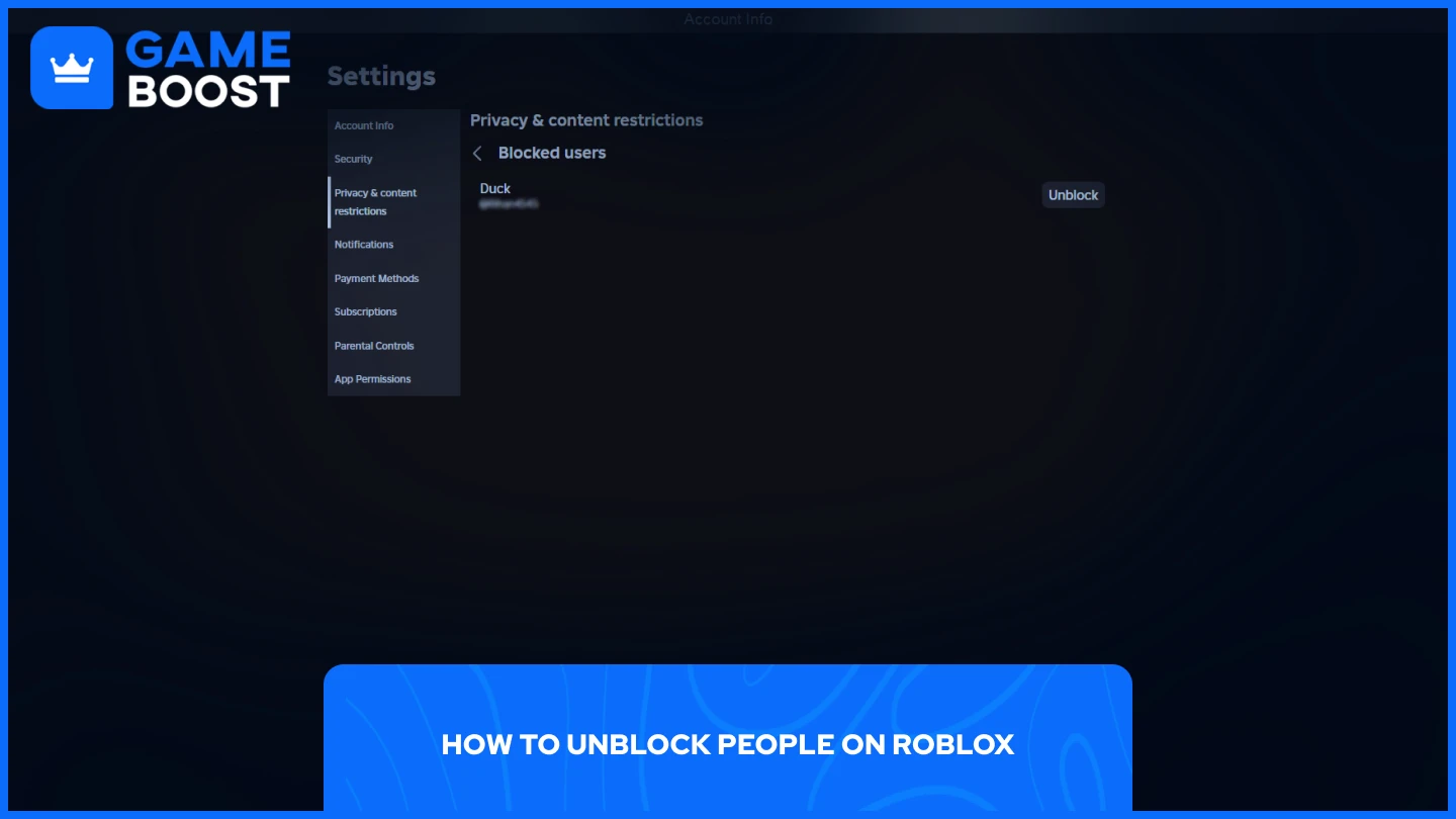 изображение списка заблокированных пользователей в настройках Roblox