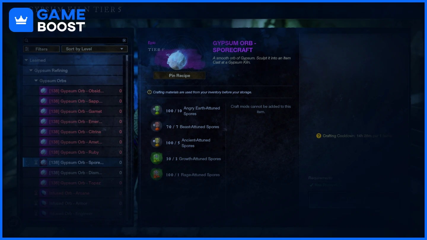 new world gypsum orb crafting