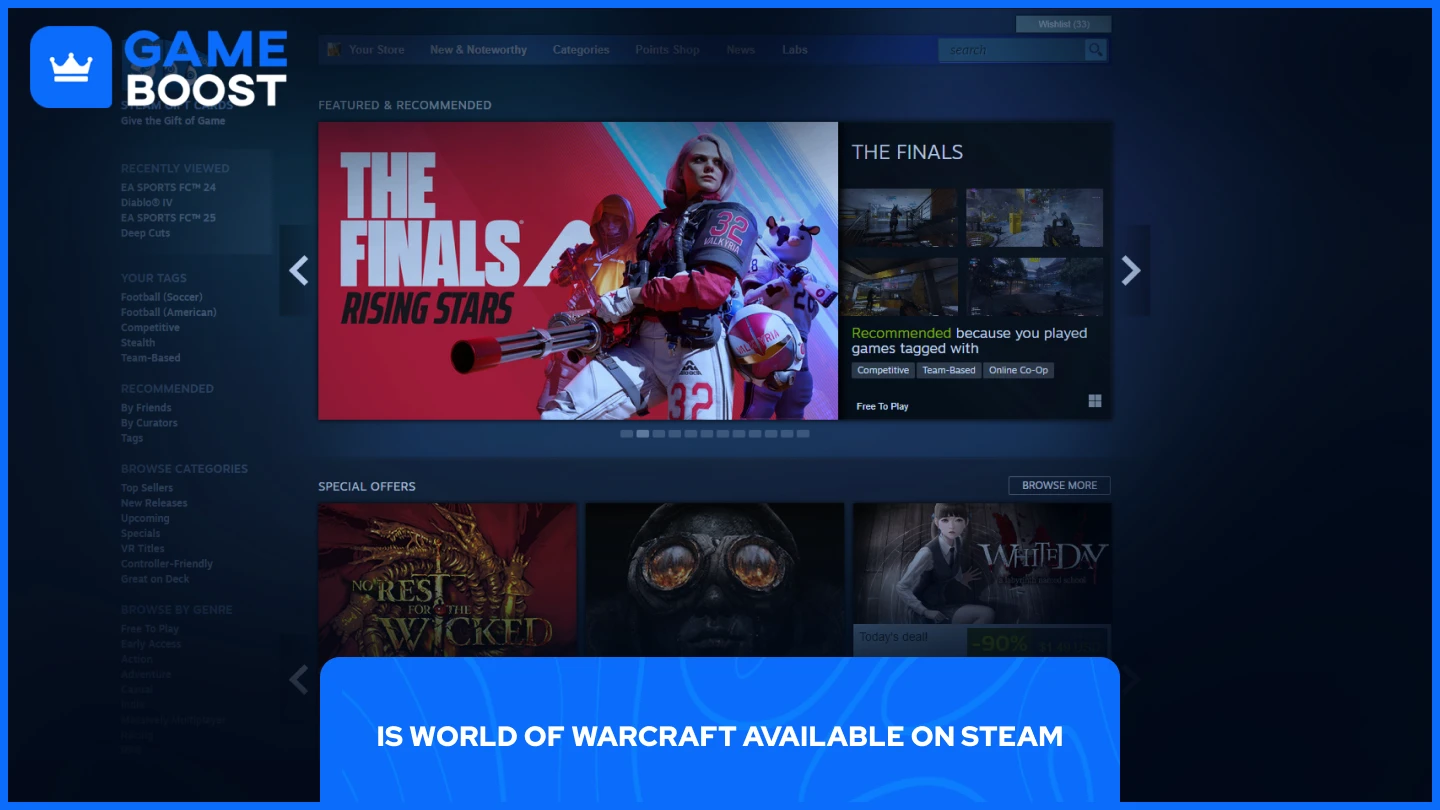 et billede af Steam butiksside
