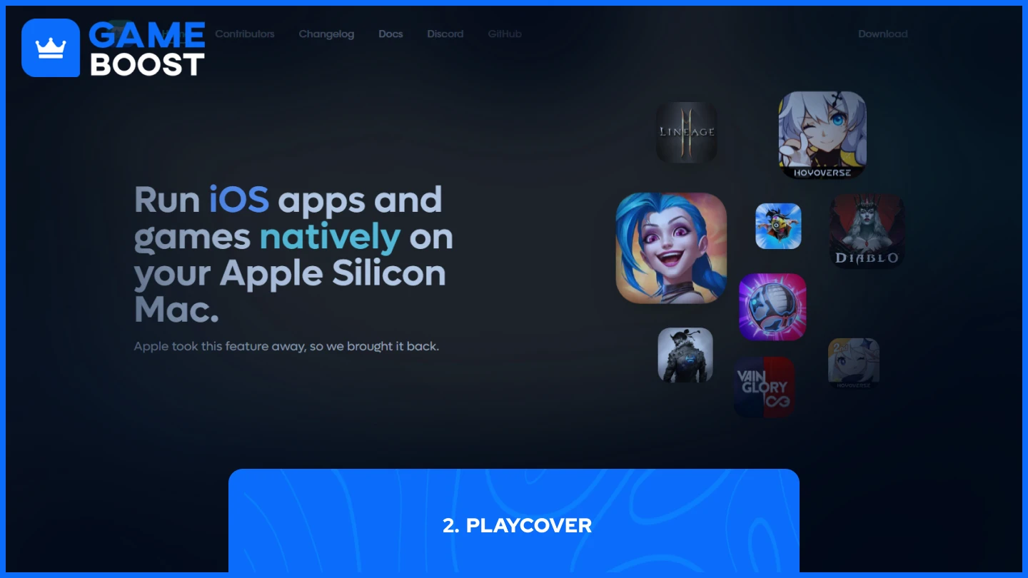 ein Bild der PlayCover-Webseite