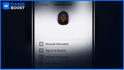 egy kép az Apple fiók beállításairól