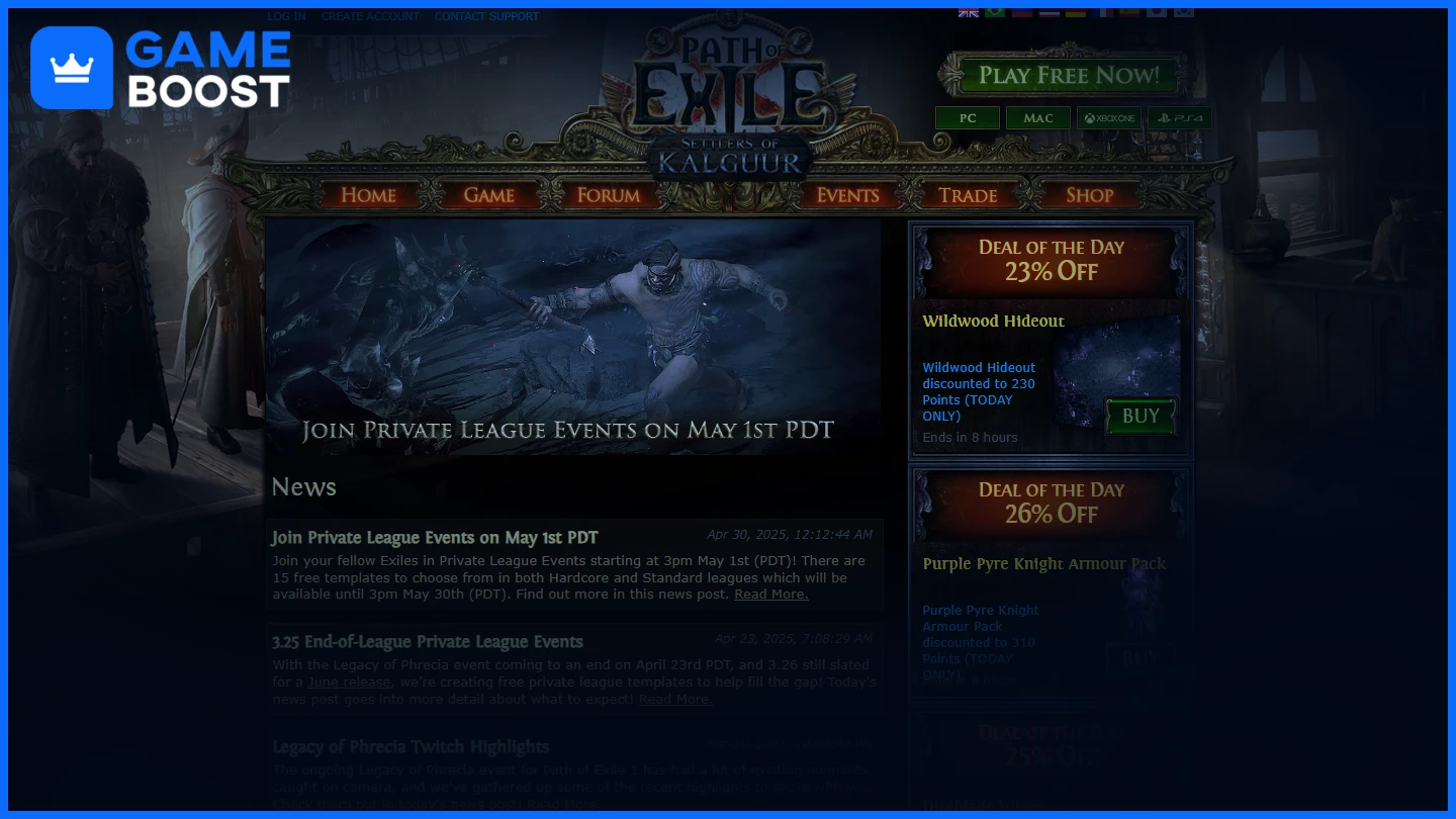 poe homepage
