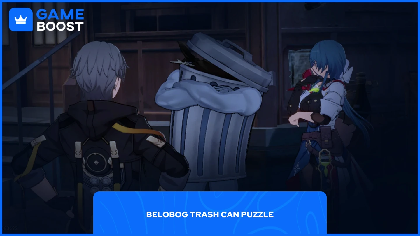 gambar dua karakter sedang berbicara dengan Lordly Trashcan