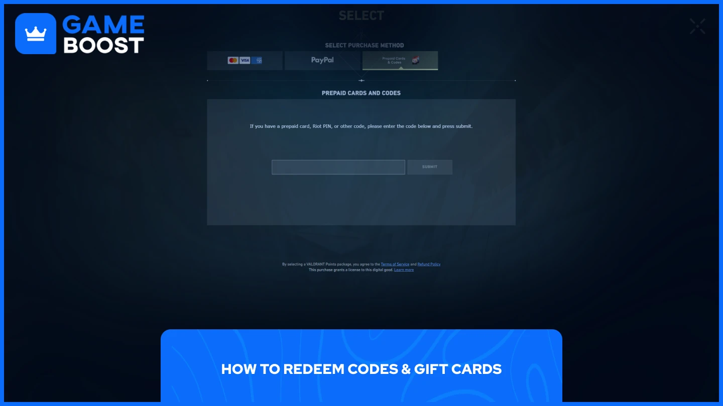 a picture of VP code redemption page within Valorant