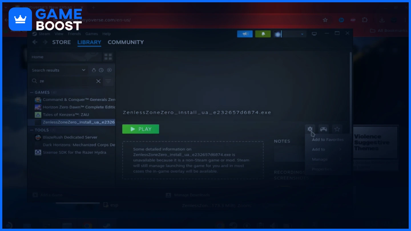 larawan ng Zenless Zone Zero bilang isang non-steam na laro