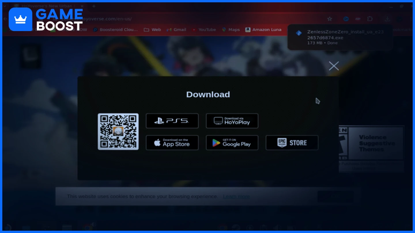 a picture of the download prompt for ZZZ
