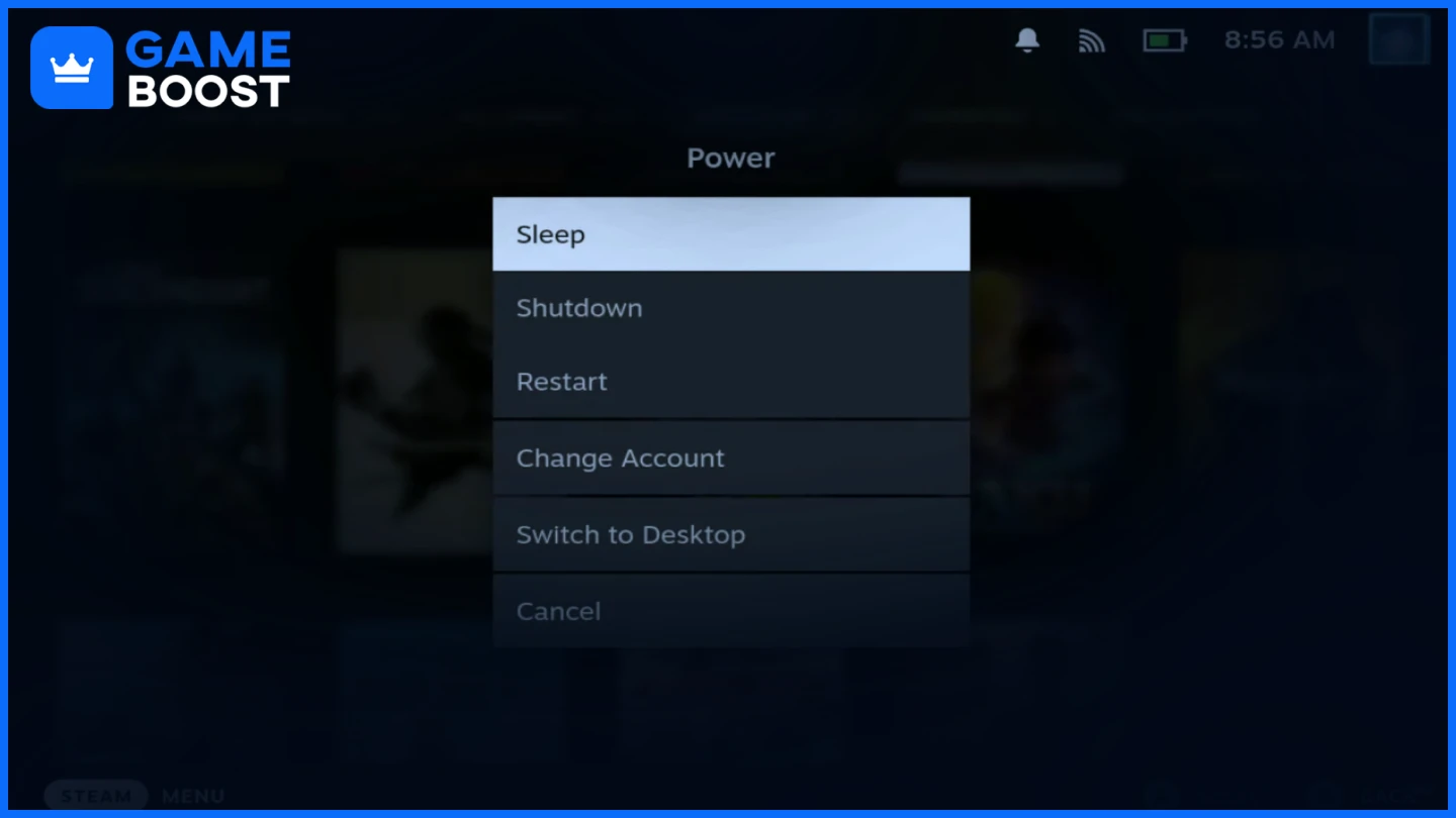 larawan ng mga power options ng steam deck