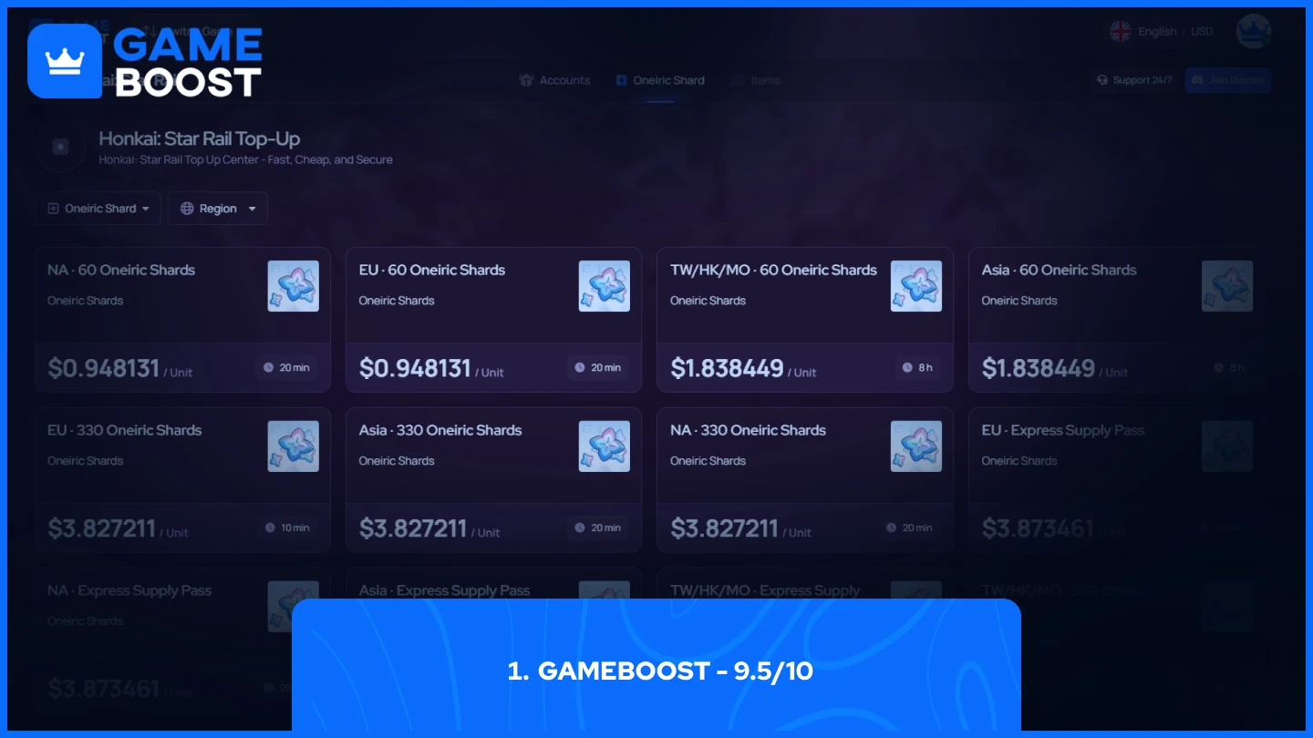 gameboost Oneiric Shards page