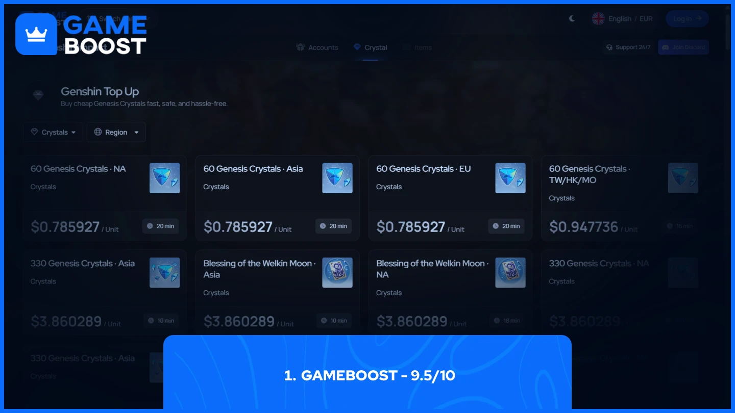 gameboost Genesis Crystals page