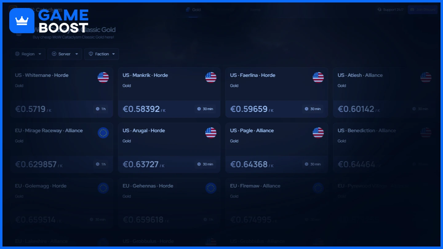 gameboost cataclysm gold