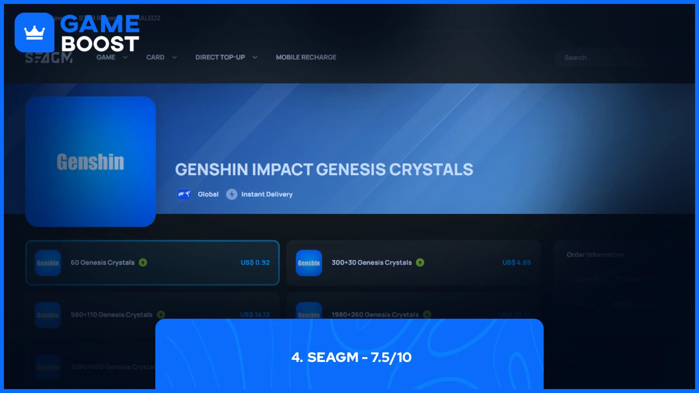seagm Genesis Crystals page