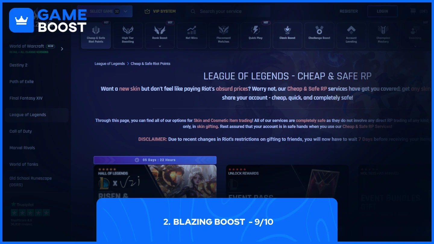 página de Blazing Boost rp