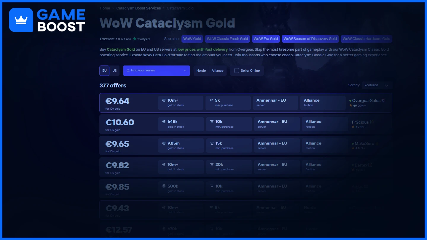 overgear cataclysm gold