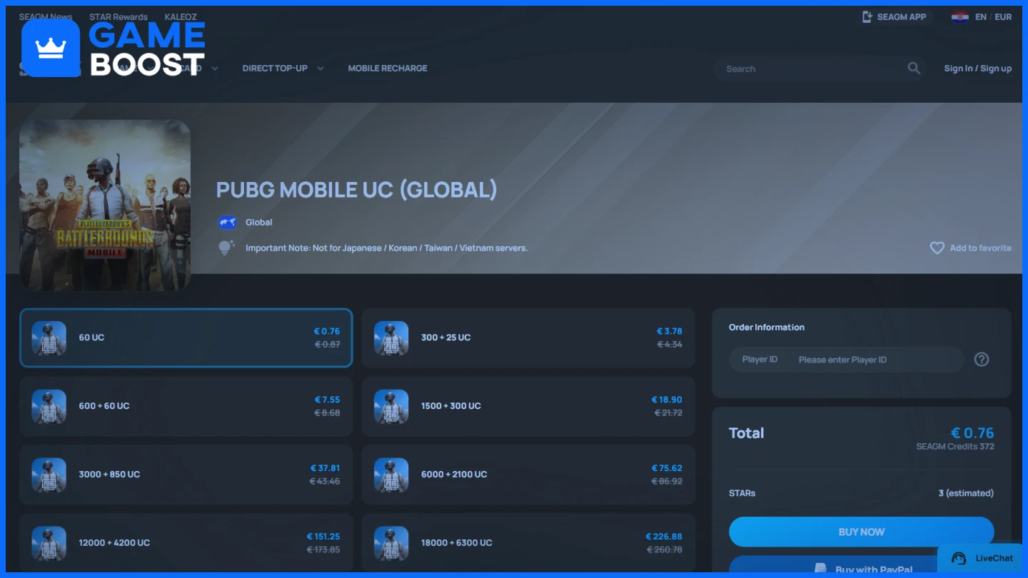 seagm pubg mobile uc