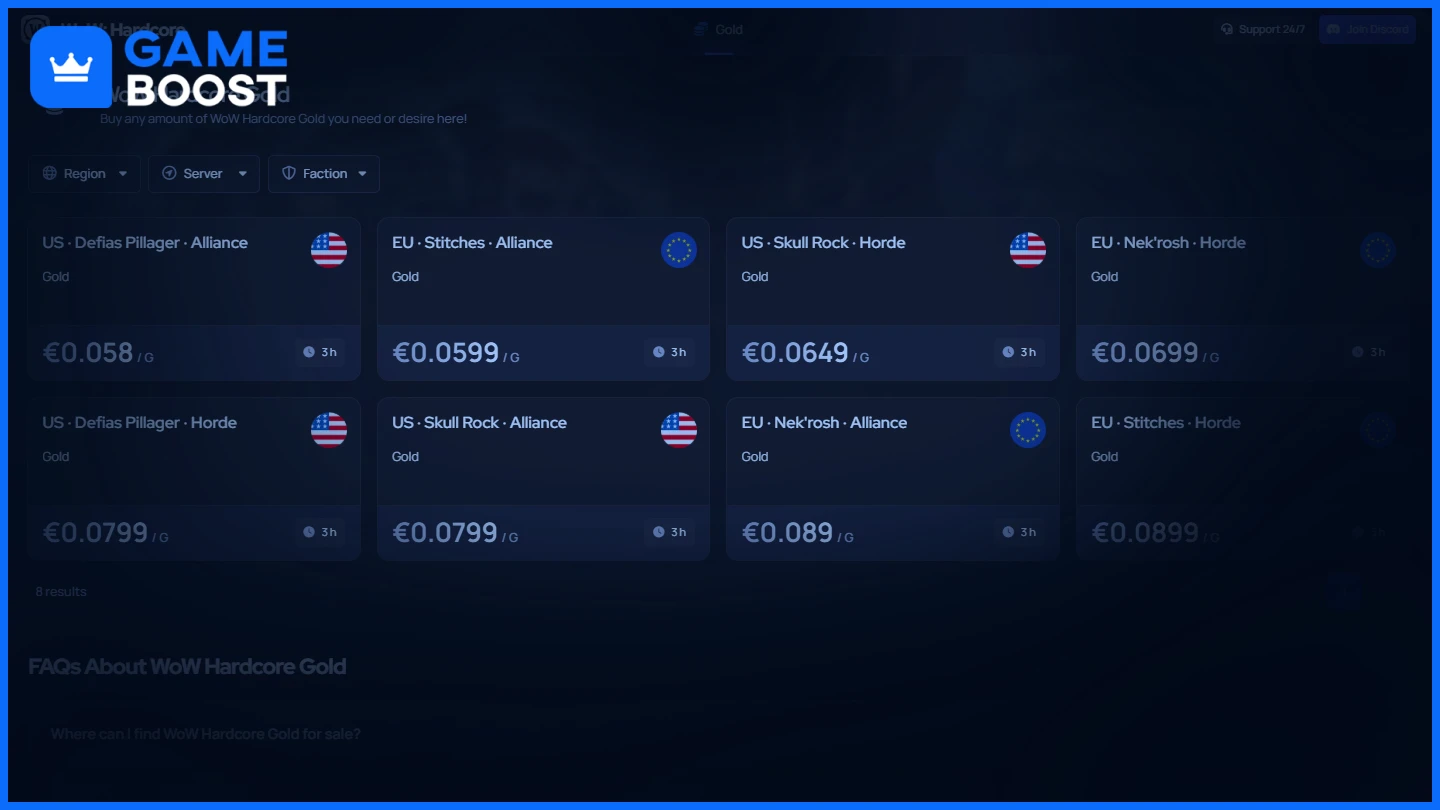 gameboost wow hardcore gold 