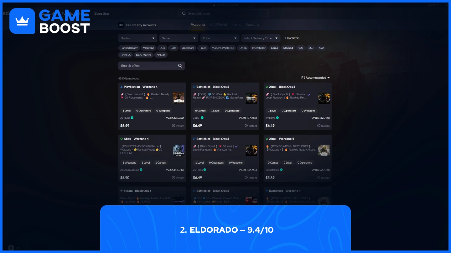eldorado call of duty accounts page