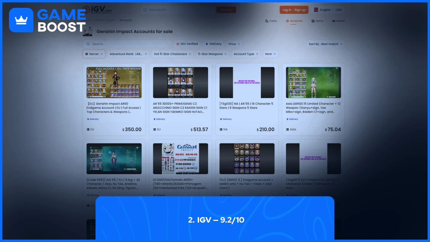igv genshin impact accounts