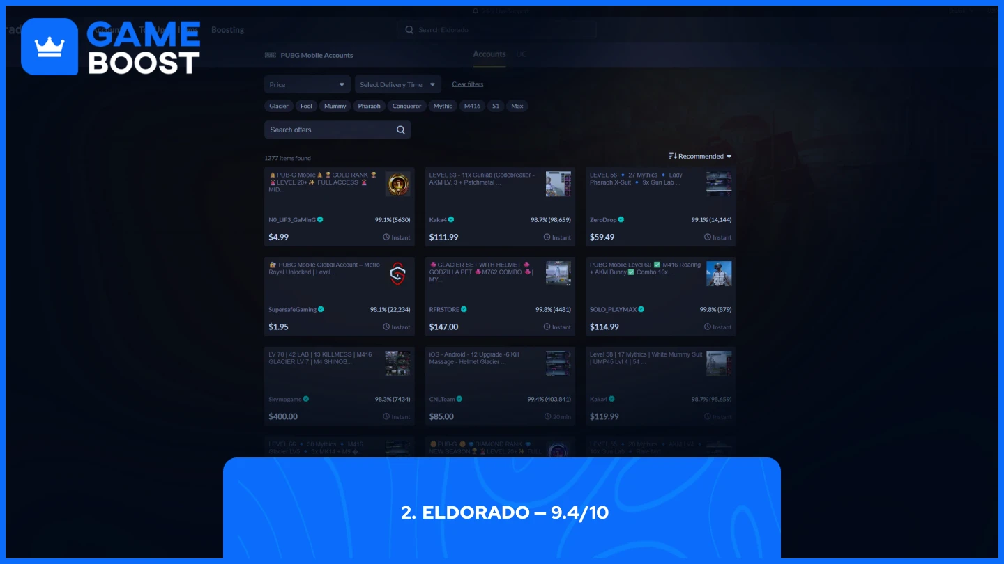eldorado pubg mobile accounts page