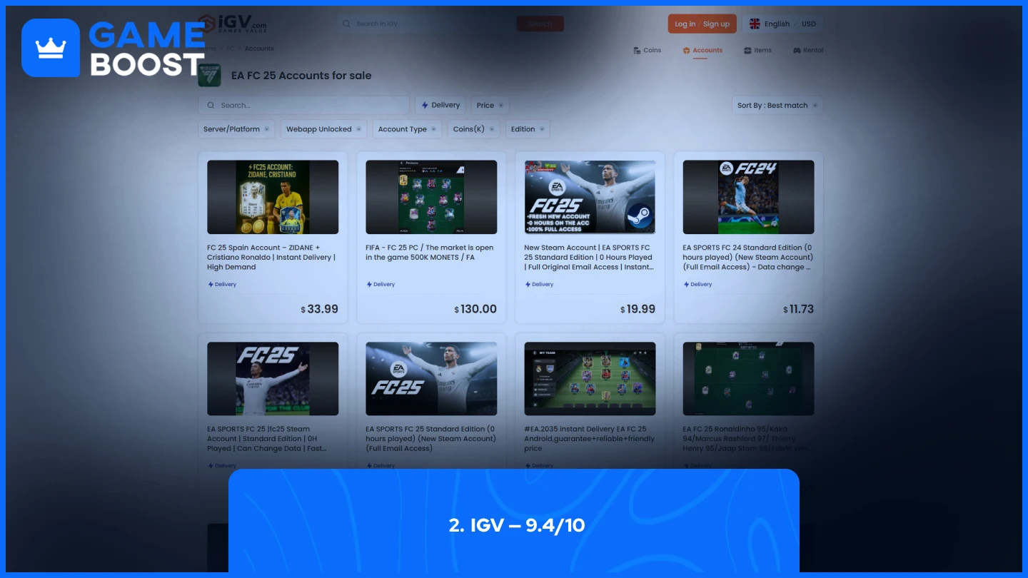 igv fc 25 accounts page