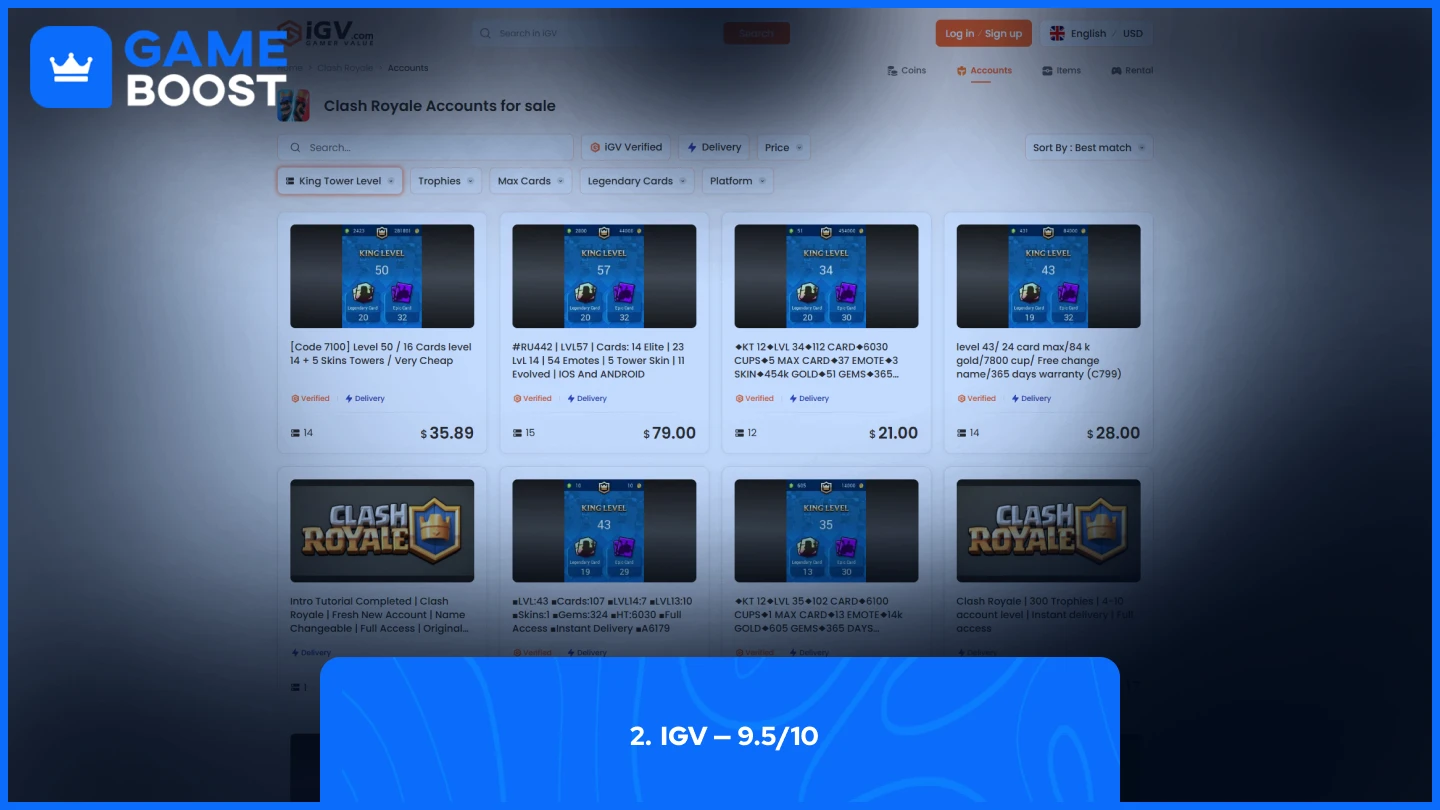 igv clash royale accounts