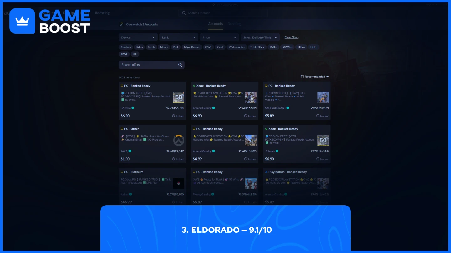 eldorado overwatch 2 accounts page