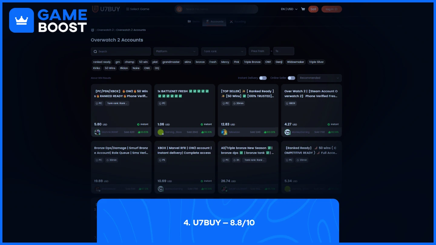 U7BUY overwatch 2 accounts pagina
