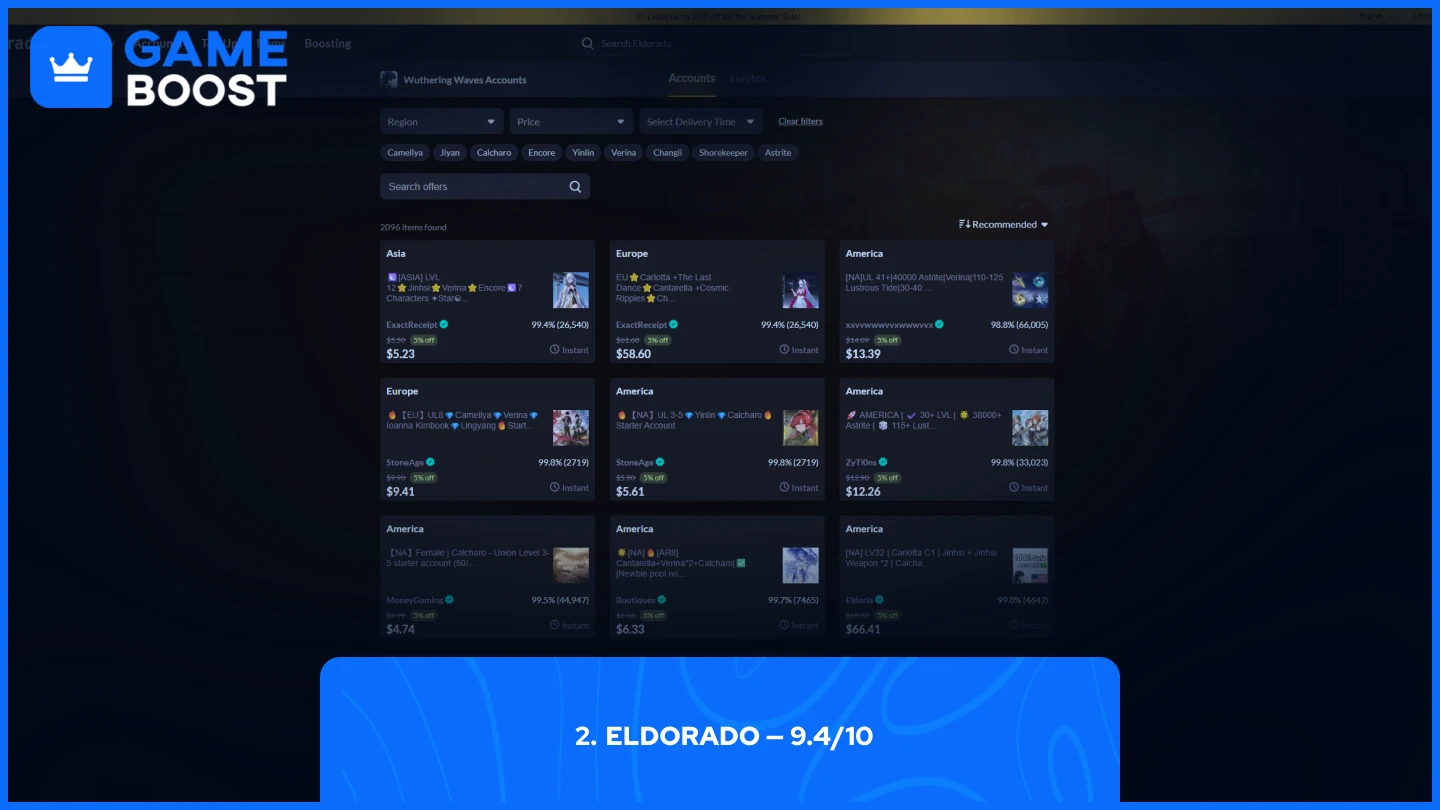eldorado wuthering waves accounts page