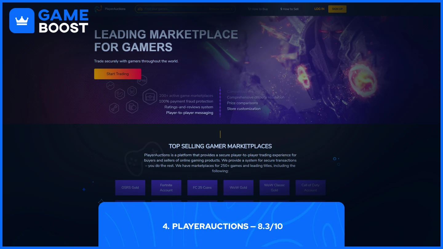 playerauctions homepage