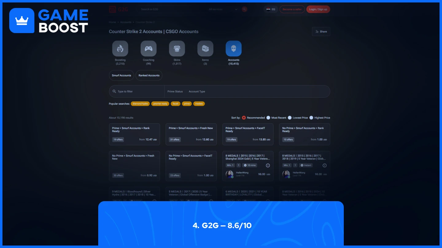 g2g cs2 accounts page