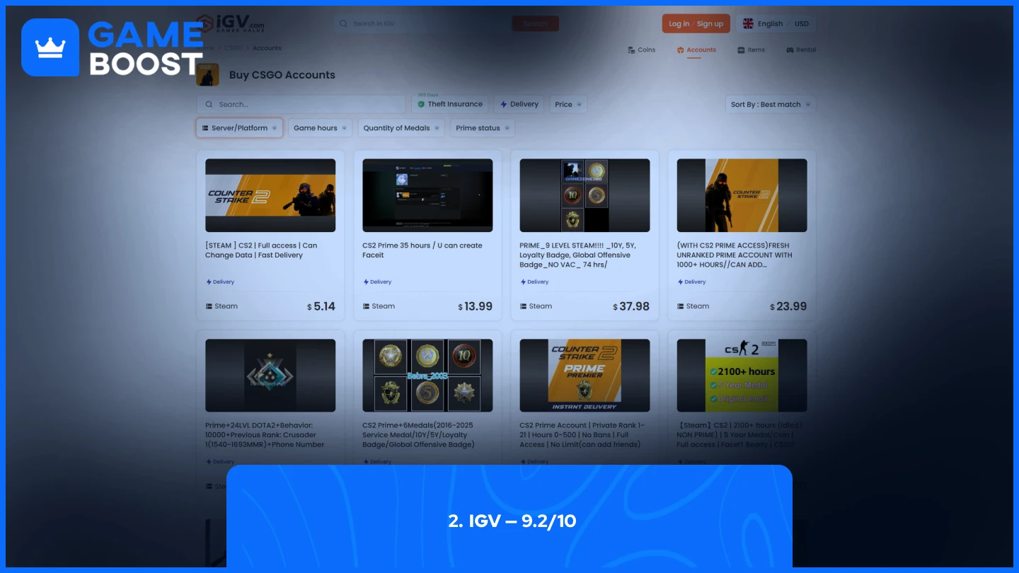 igv cs2 accounts page