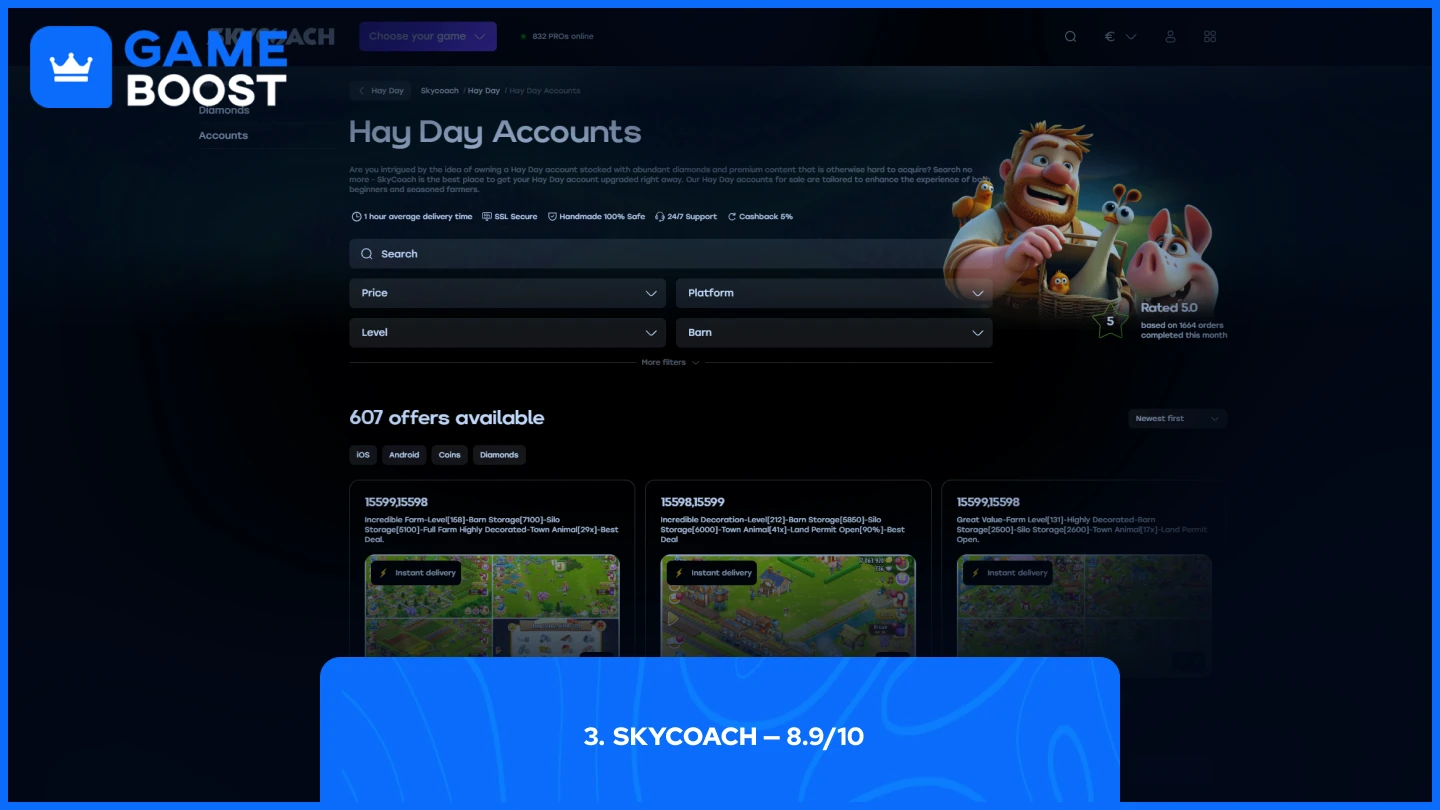 skycoach hay day accounts page