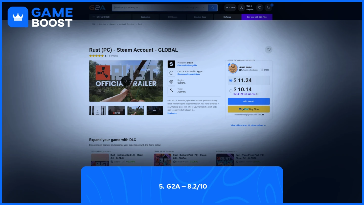 g2a rust accounts page
