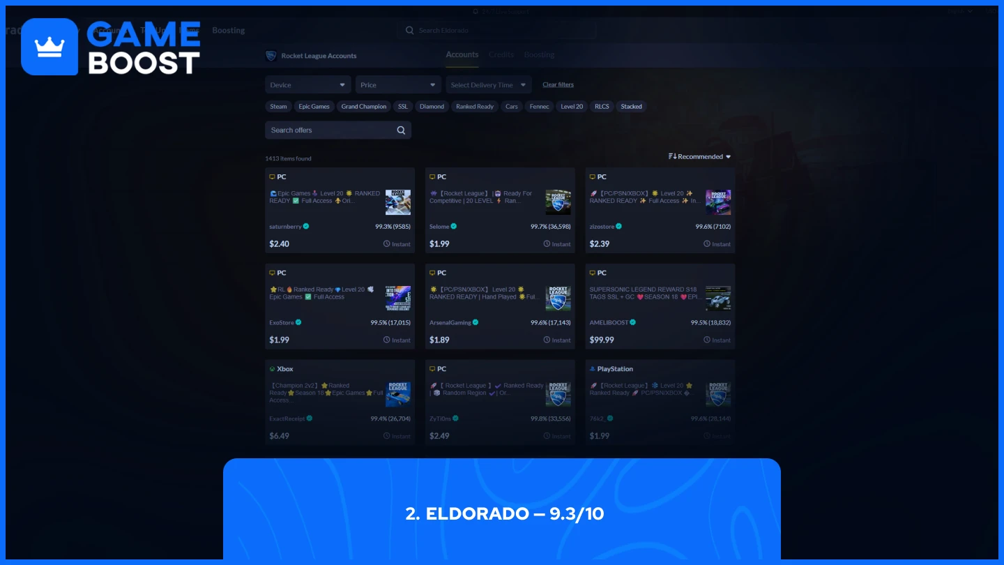 eldorado rocket league accounts page
