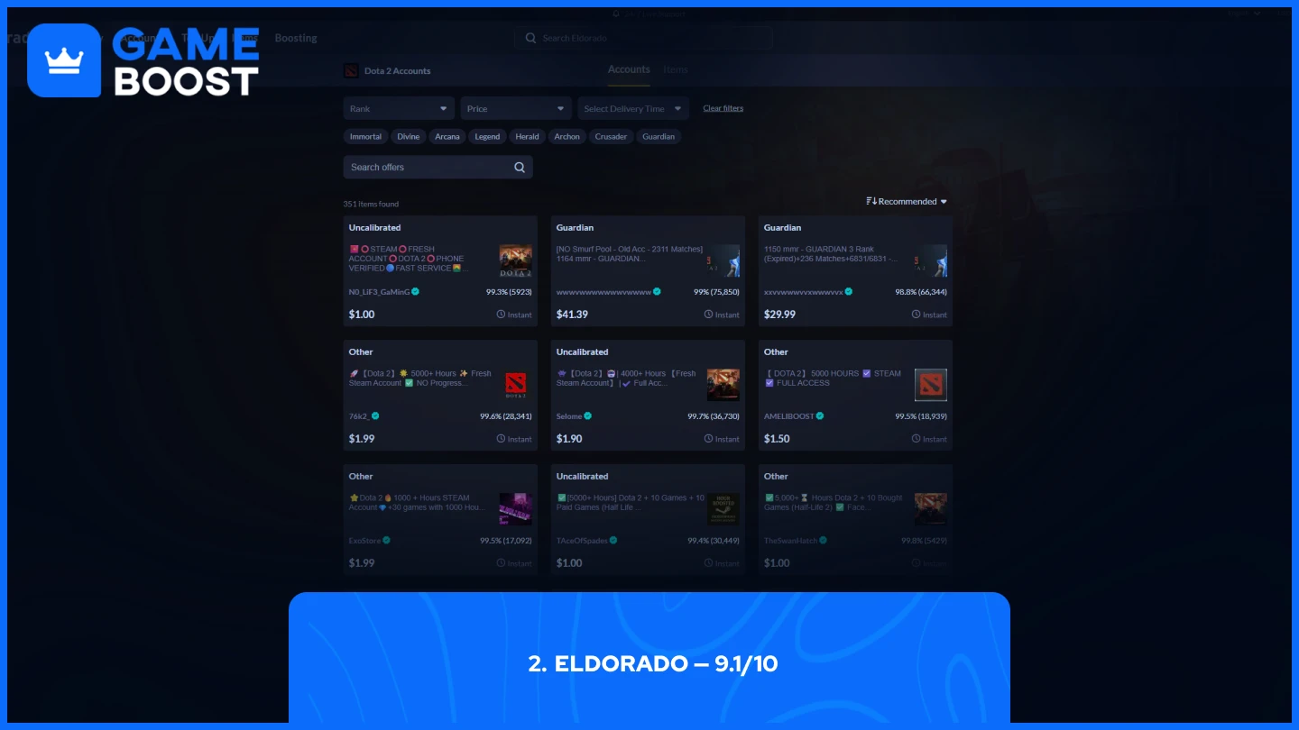 eldorado dota 2 accounts page