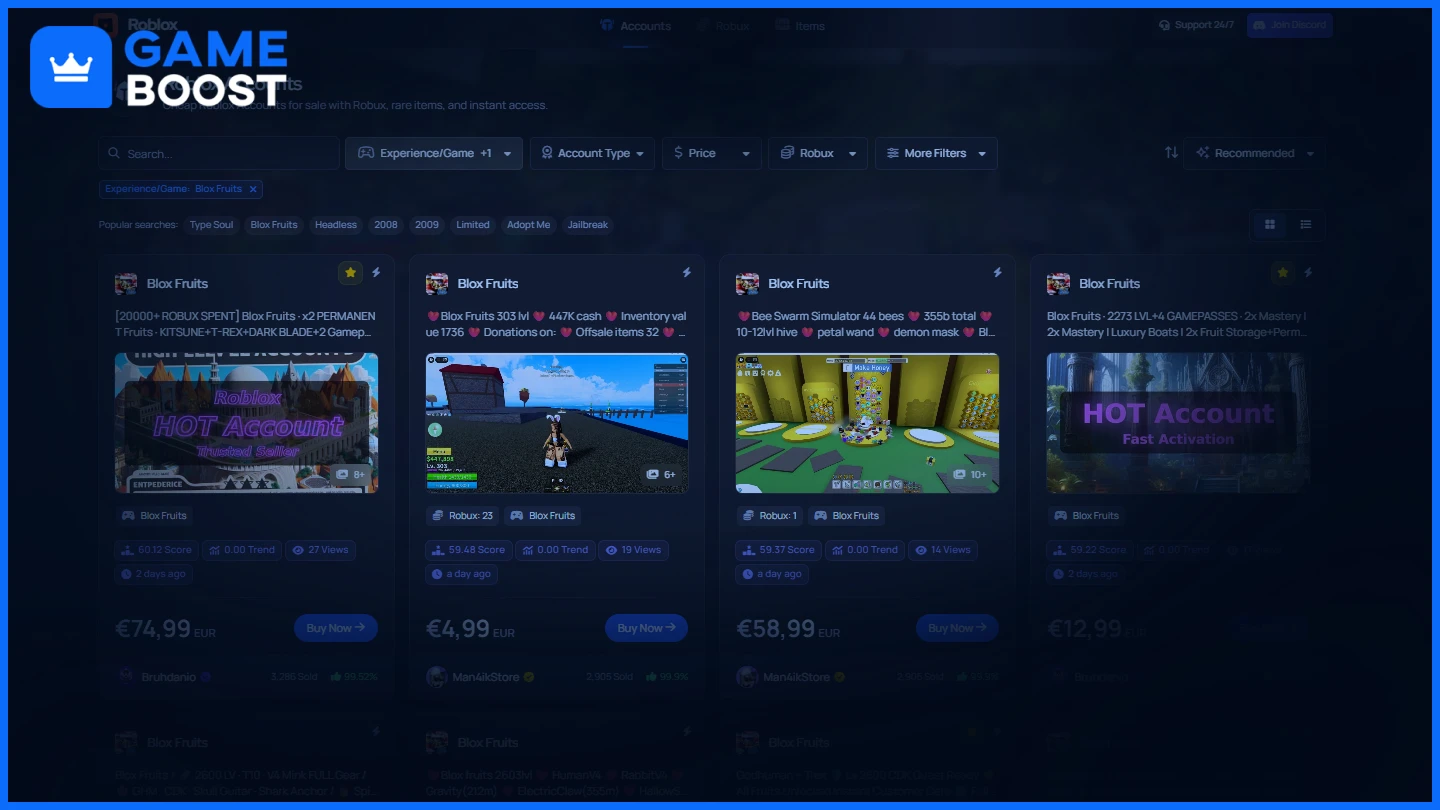 gameboost blox fruits accounts