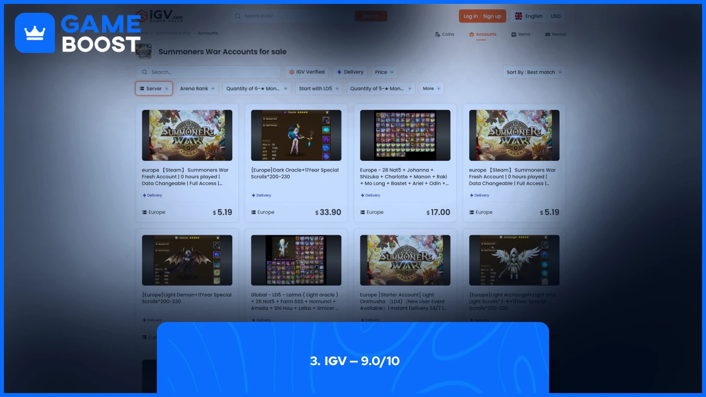 igv Summoners War Accounts page