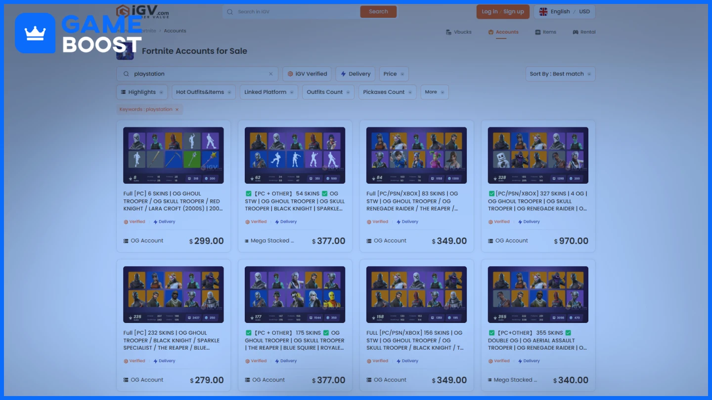 fortnite playstation accoutns