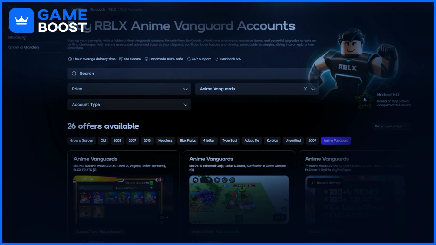 skycoach anime vanguards accounts