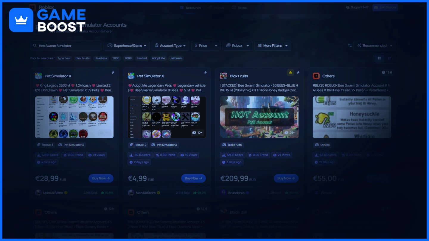 gameboost bee swarm simulator accounts