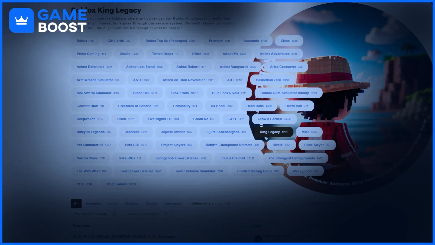 funpay king legacy 账号