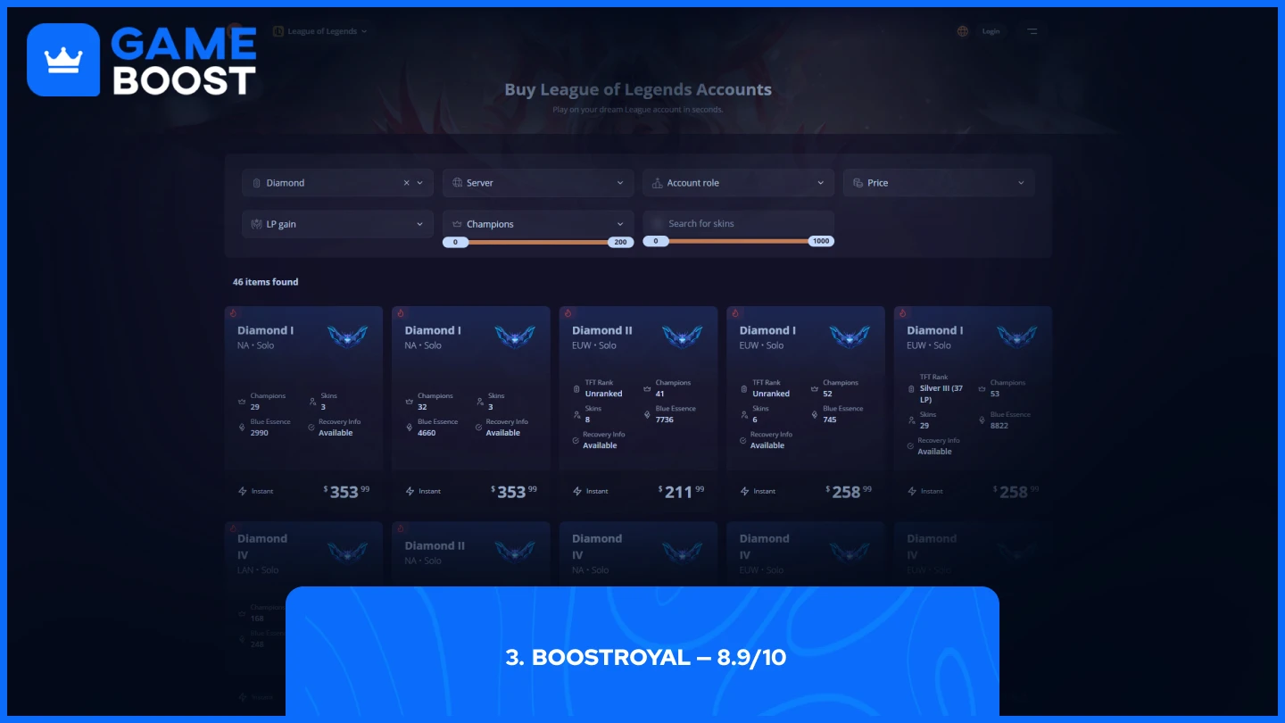 boostroyal lol accounts page