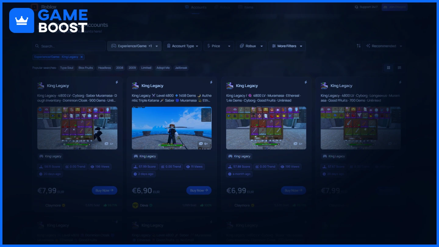 gameboost king legacy accounts 